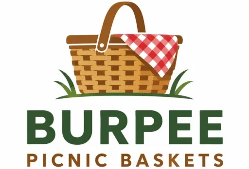 A basket and Burpee Picnic Baskets